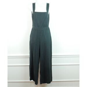 Vetta Capsule Apron Jumpsuit Size 4 Wide Leg Crop Black Tencel Minimal Tie Back